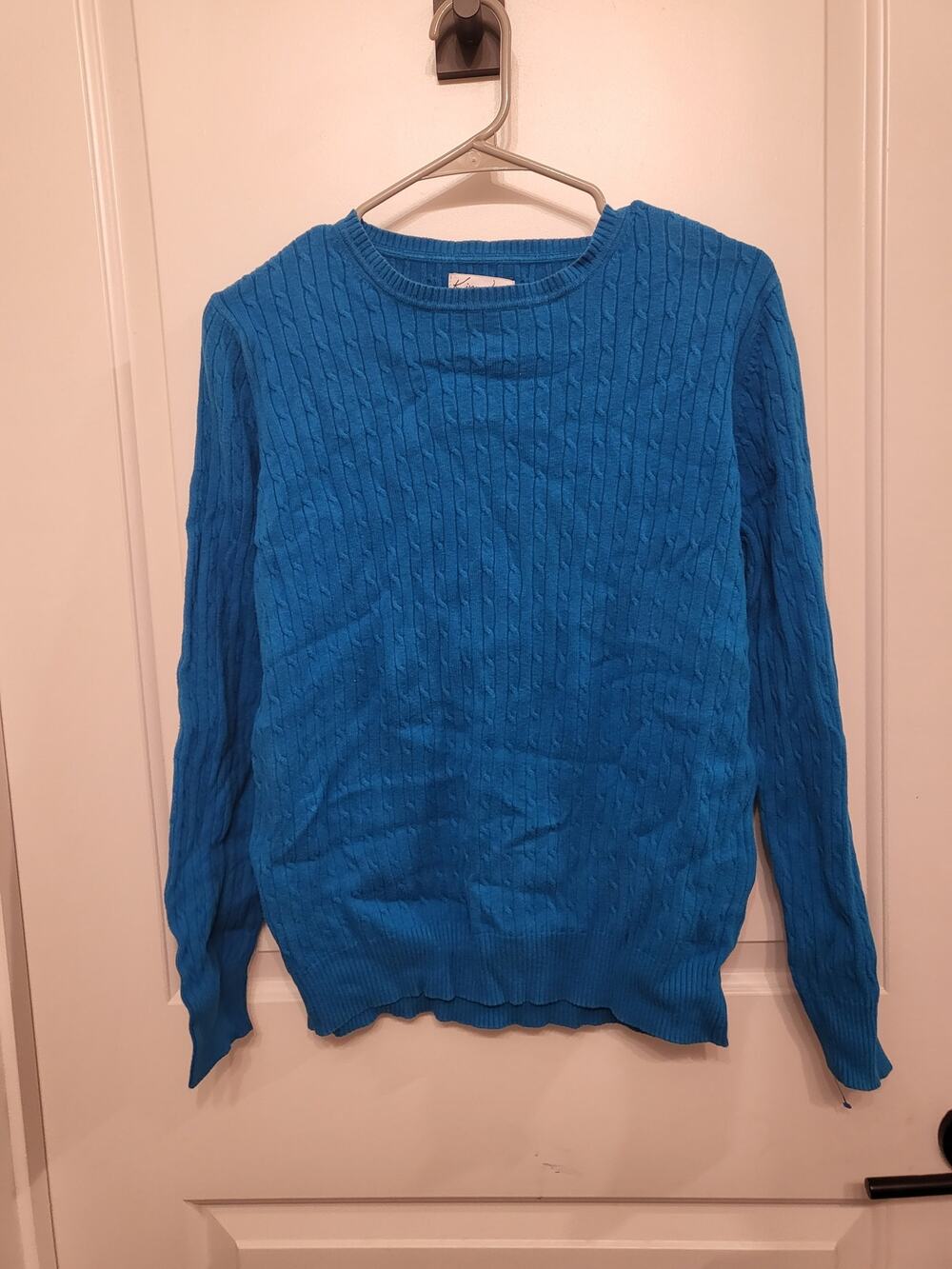 Kim Rogers Blue Cable Knit Sweater Medium